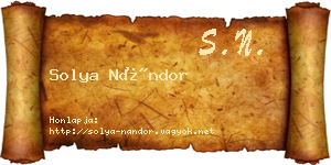 Solya Nándor névjegykártya